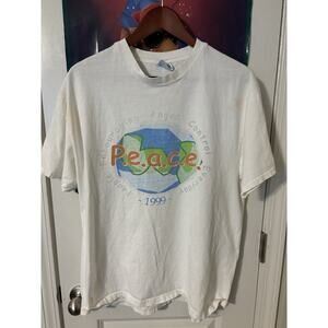 vintage P.E.A.C.E 1999 white earth day t-shirt size XL